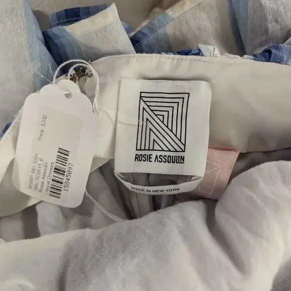 rtr Rosie Assoulin Halter Striped Dress sz6 DESIGNER Blue white hi low open back - Picture 10 of 10